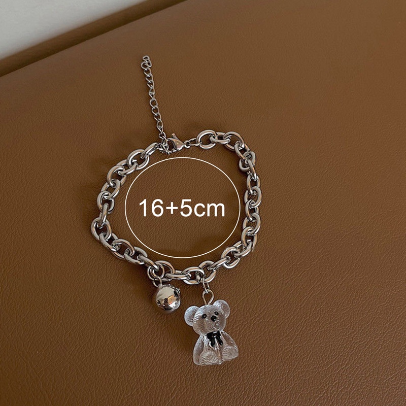 Gelang Liontin Beruang Hollow Bahan Alloy Transparan Untuk Wanita