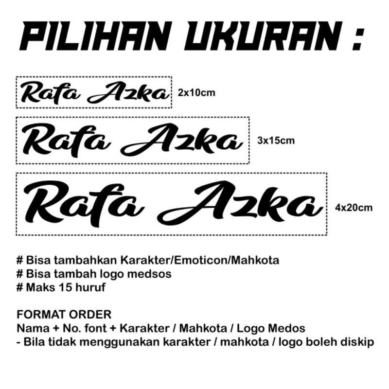 STIKER NAMA CUSTOM STICKER NAMA COSTUM