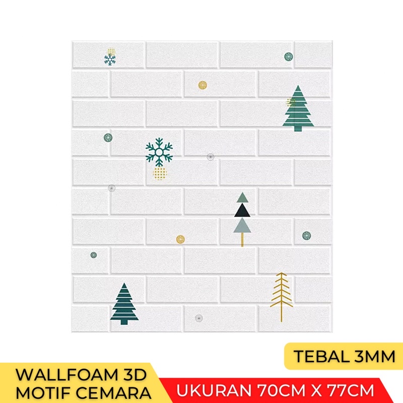 Wallpaper Stiker Dinding 3D Foam Batu Bata Brick 70 x 77cm-Bata Cemara