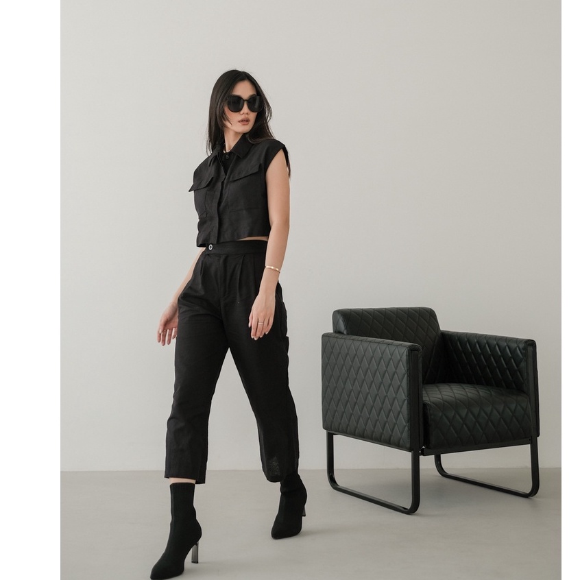 [TAVIA] GIANA SET / SETELAN WANITA / BAJU SET WANITA-Black