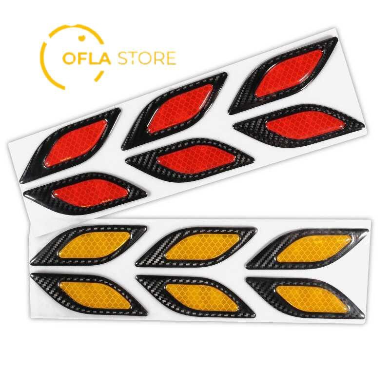 Grab Medan LARATH Carbon Fiber Car Sticker Auto Warning Decal Strips 6PCS 1183 Stiker Mobil