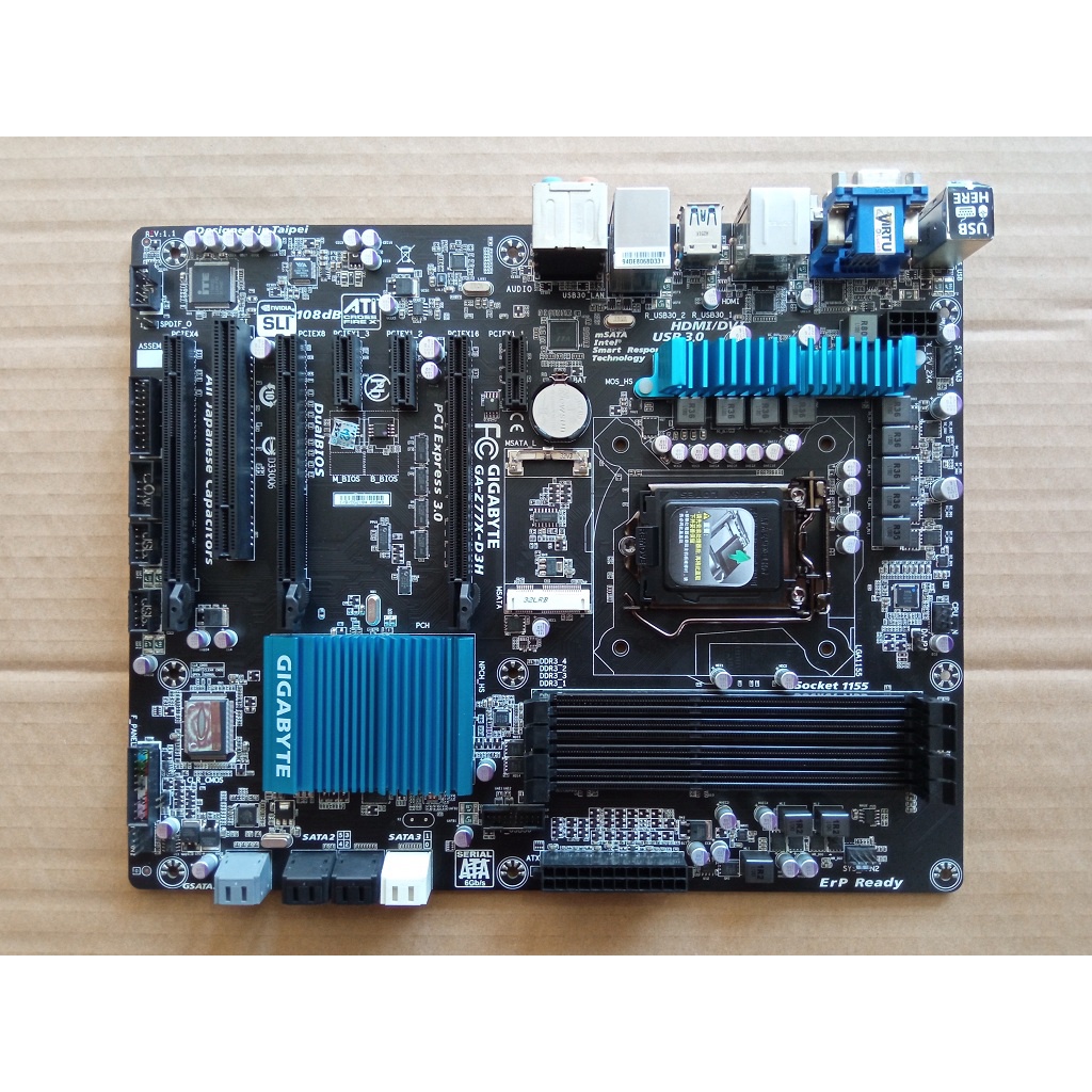 Motherboard Gaming Mining Gigabyte GA-Z77X-D3H LGA 1155 support 6 VGA Card B75 H61 H61M P67 H77 Z77