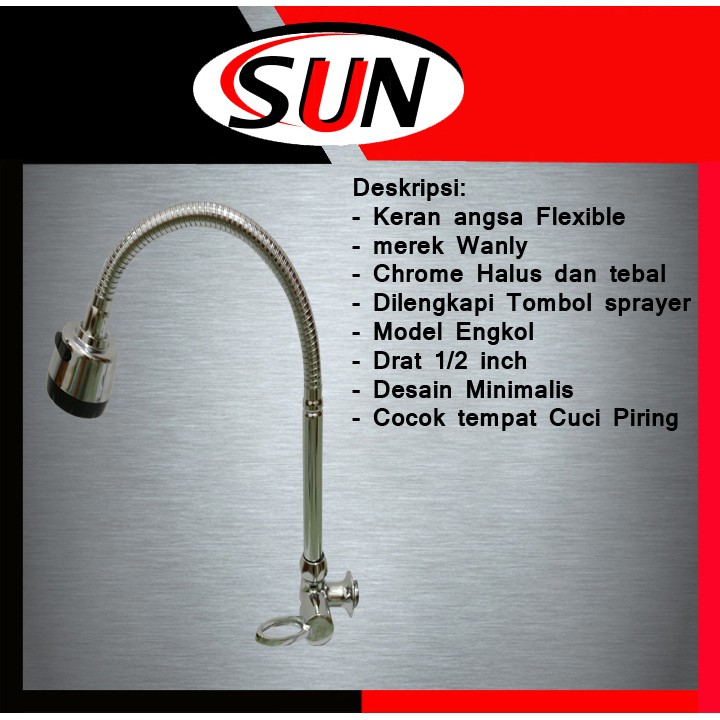 Kran Keran Air Cuci Piring Flexible Chrome Bebek Angsa Sink