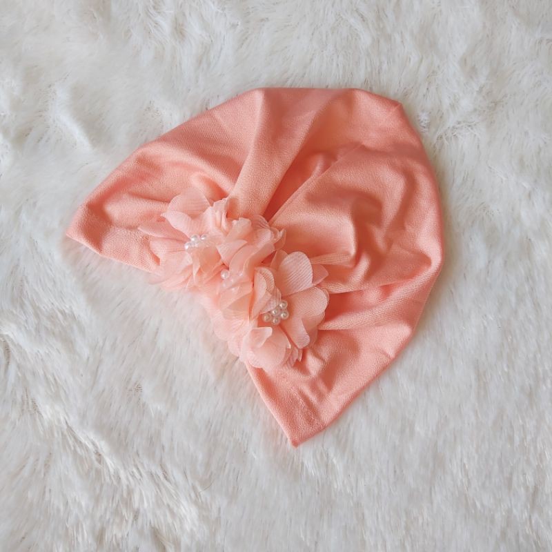 Turban Bayi 0-3th Bunga Besar - Bandana bayi - Kerudung Anak Bayi-Salem
