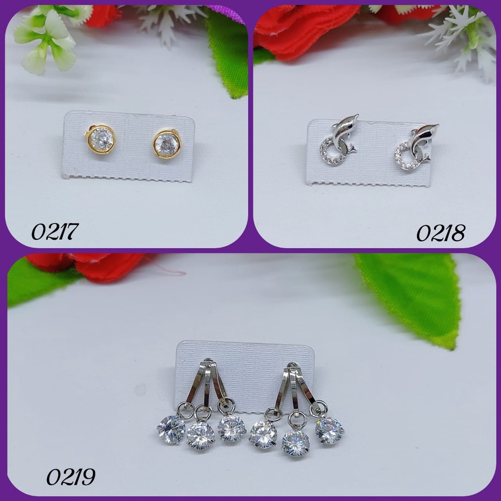 Anting tusuk permata perhiasan xuping lapis emas 0127--0129