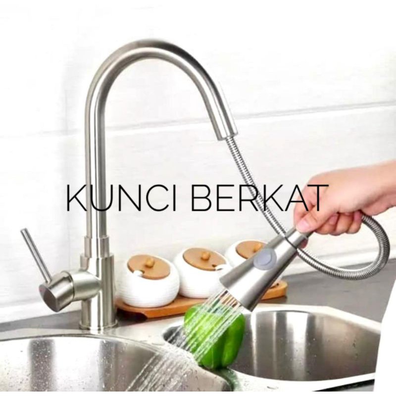 Kran cuci piring panas dingin tarik/keran/stainless doff/meja