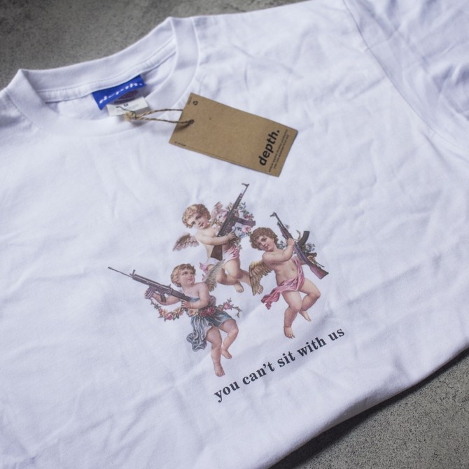 Baju / Baju Kaos /  T-shirt / Cupid Gangsta White original by depth