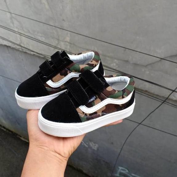 WIY Sepatu Vans Anak Motif Army Perekat Tinggi Laris