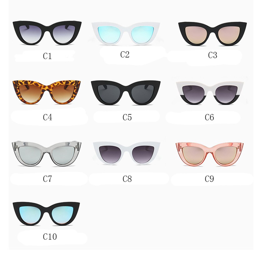 (YUZHU) Gaya Barat Retro Cat Eye INS Mode Oval Sunglasses Wanita Klasik Anti UV400