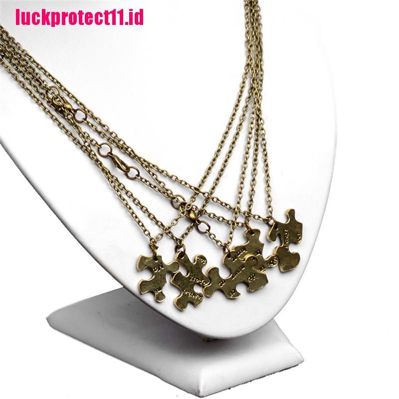 【LUCK】5PCS/1Set Interlocking Jigsaw Puzzle Pendant Necklace Best Friends Friendship