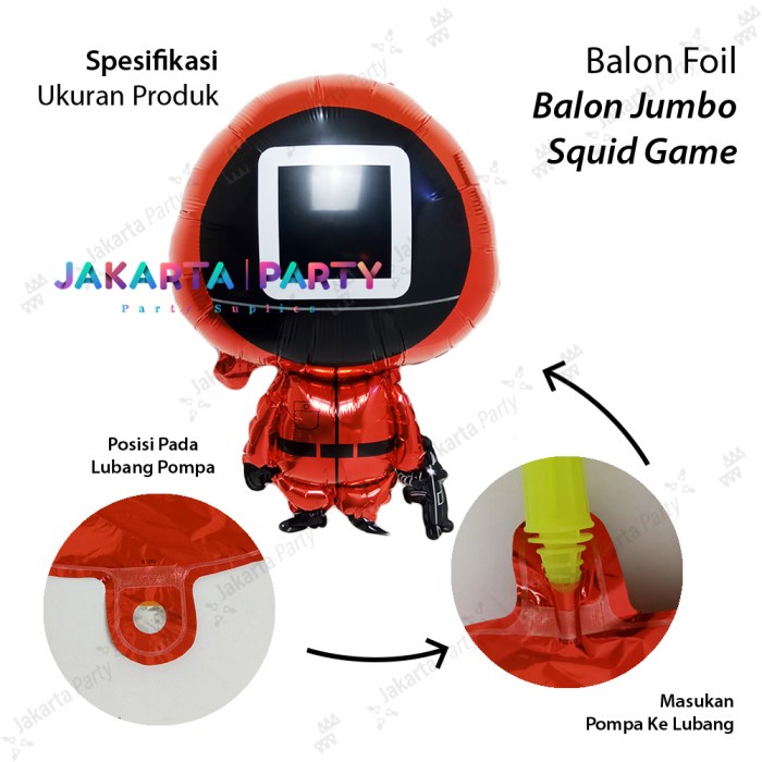 Balon Foil Karakter Squid Game Kotak / Balon Foil Squid Game