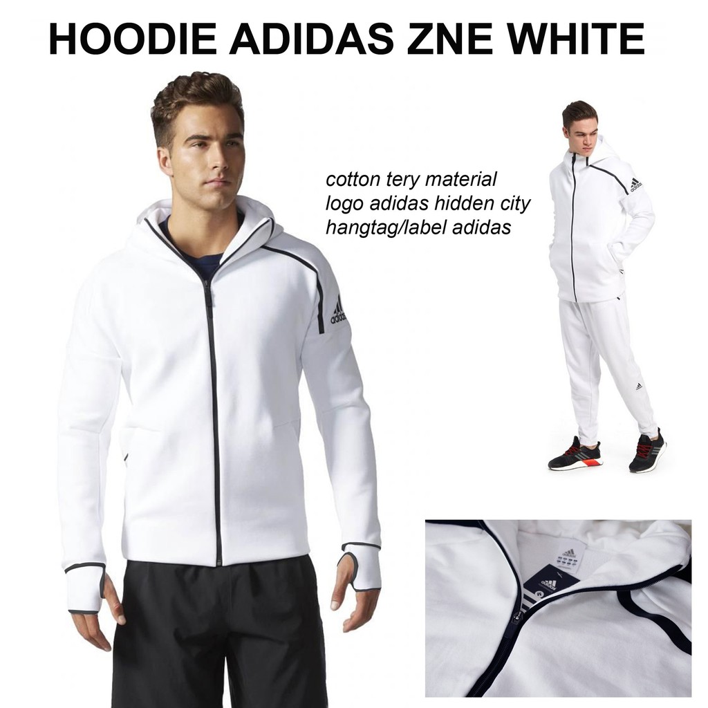 JAKET HOODIE ADIDAS ZNE WHITE GRADE ORI