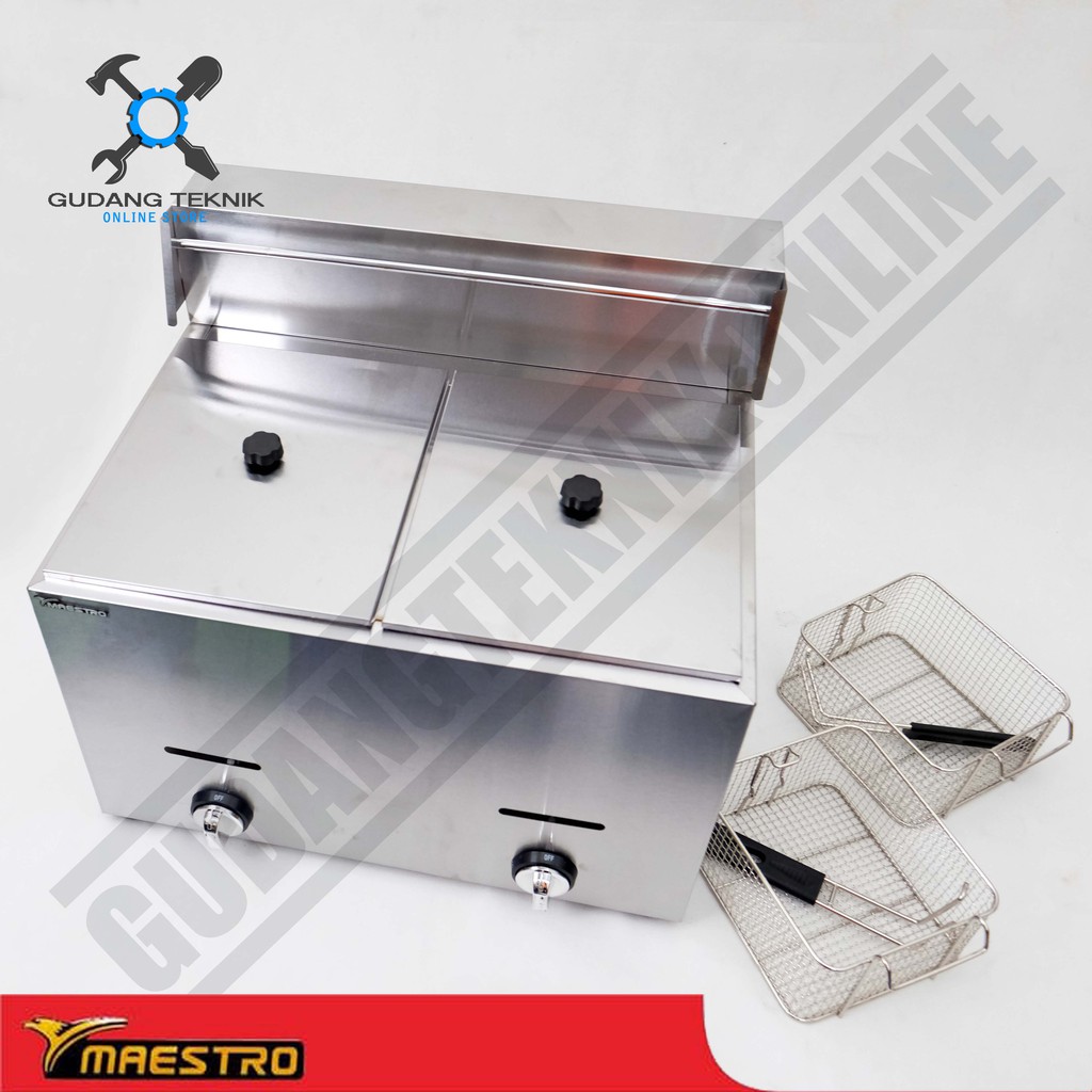 Penggorengan Kentang Gas Deep Fryer Maestro MT G72 Stainless Steel 2 Tungku