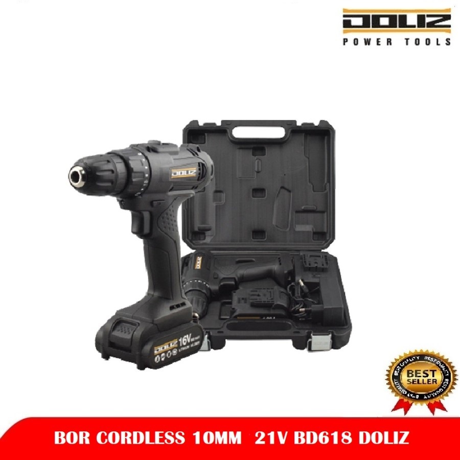 DOLIZ Bor Baterai 21V BD618 - Cordless Drill 21 V BD 618 - 2 Batrei