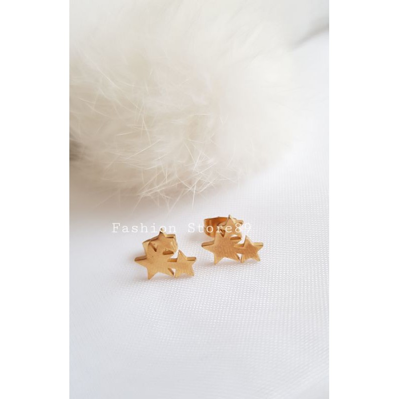 Anting tusuk motif star titanium import antikarat