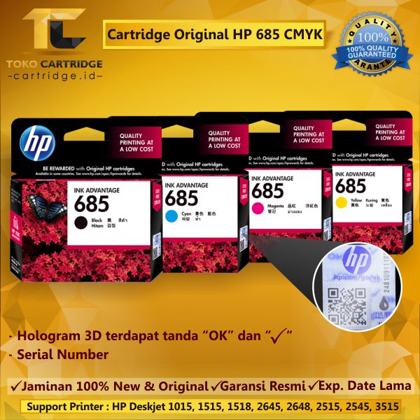 Cartridge Tinta HP 685 Original 1 SET Black CZ121AA Cyan