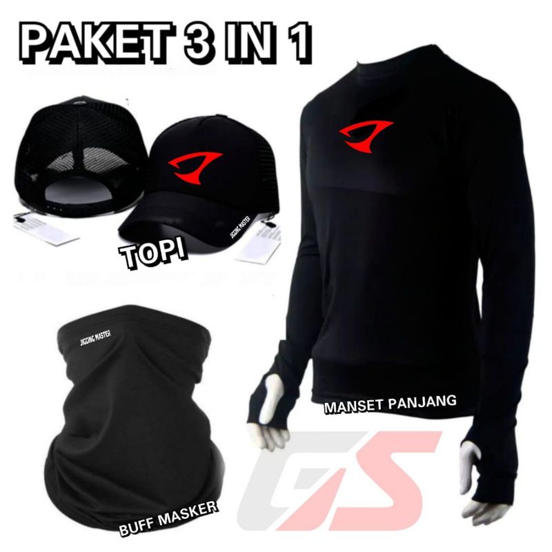 Jersey mancing kaos manset lengan panjang lengkap dengan topi dan accesoris
