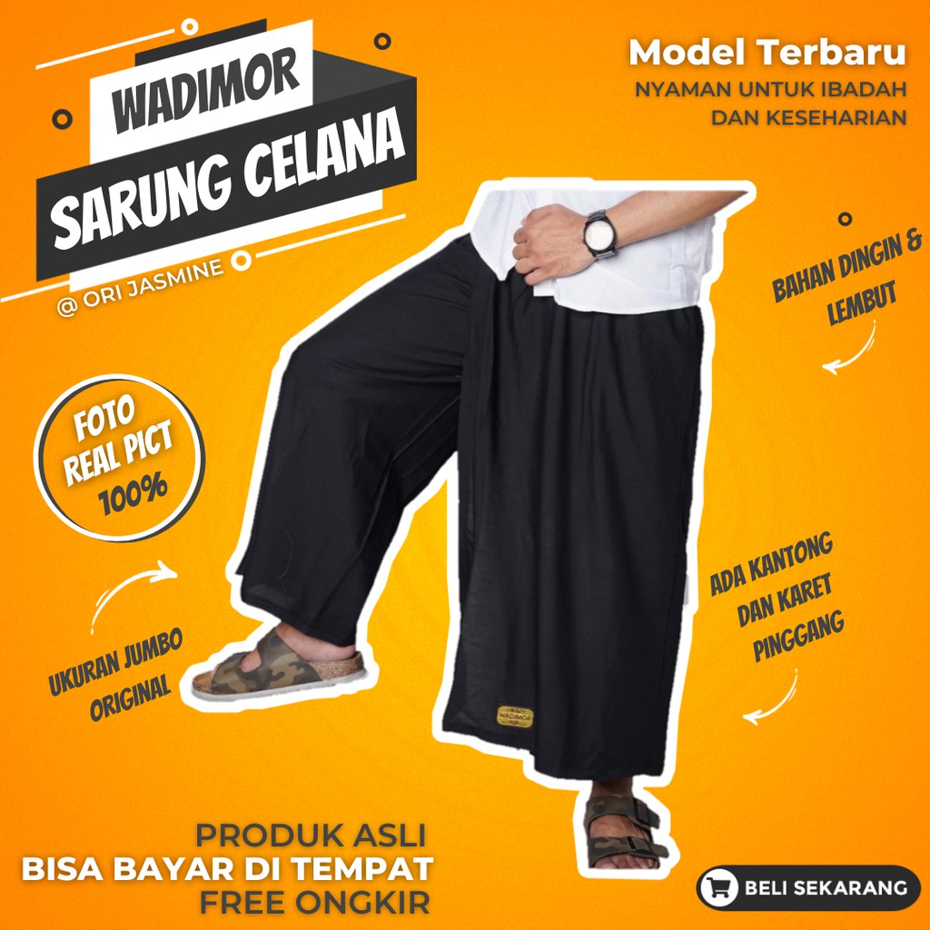 Sarung celana dewasa muslim wadimor jumbo hitam polos pria murah