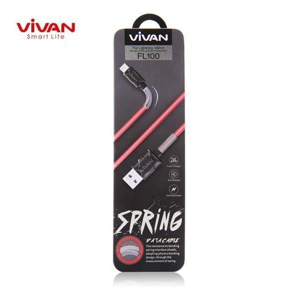 Kabel Data Vivan FL100 For iPhone X/11/XS  Lighting Data Cable  2.4A 1M