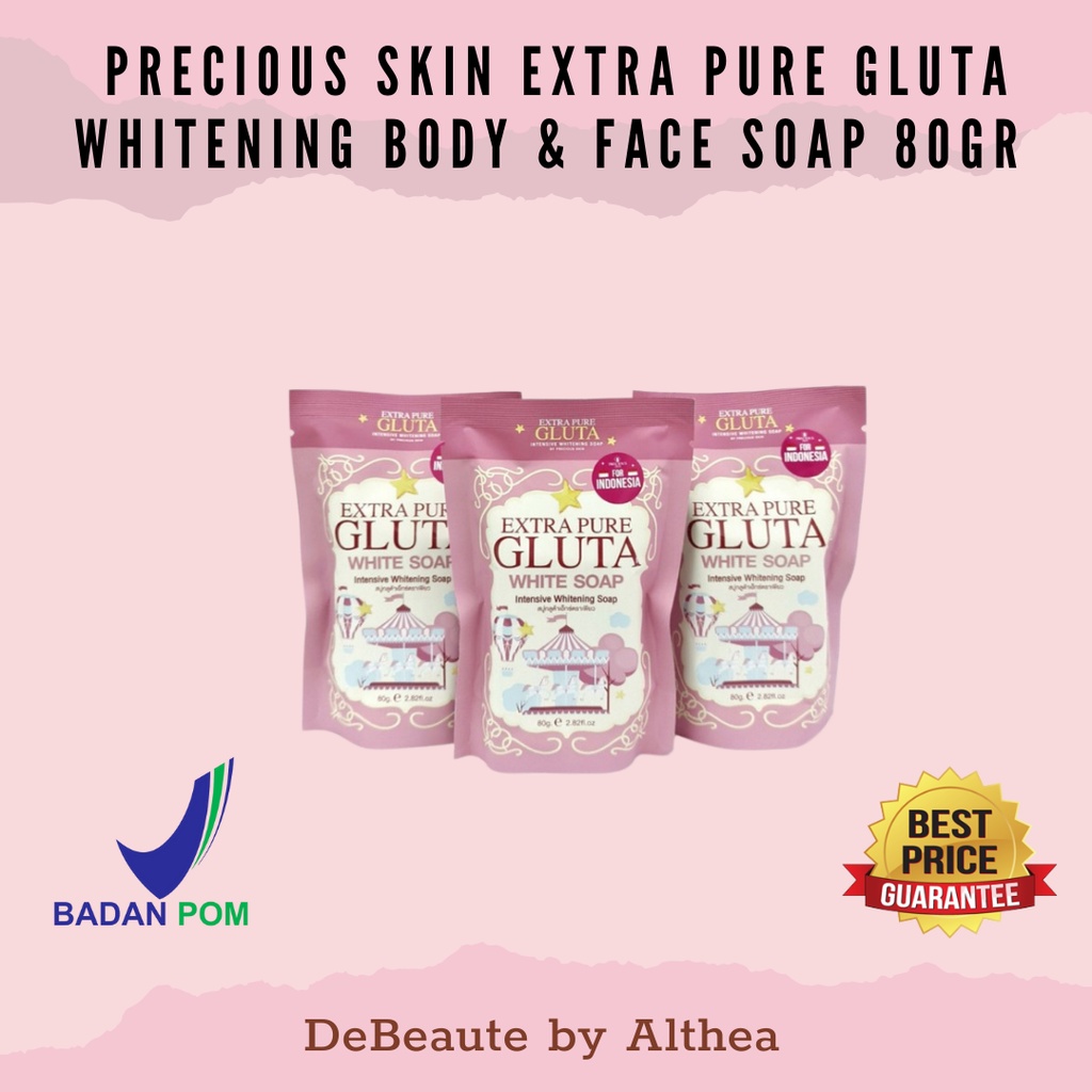 Precious Skin Extra Pure Gluta Whitening Body &amp; Face Soap / Sabun Pemutih / Sabun Instan Putih 80g