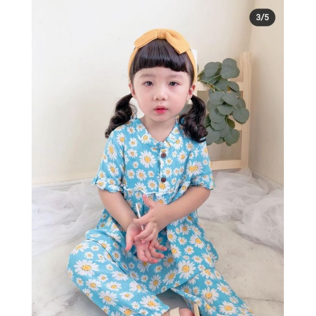 Setelan Rayon Anak Bayi Motif, Baju Bayi Perempuan 6 12 18 Bulan Clarissa Set