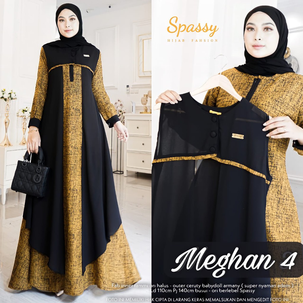 MEGHAN SET 3 4 GAMIS SPASSY ORI TERBARU Gamis Wanita Gamis Busui Terbaru Kekinian Jumbo LD 110