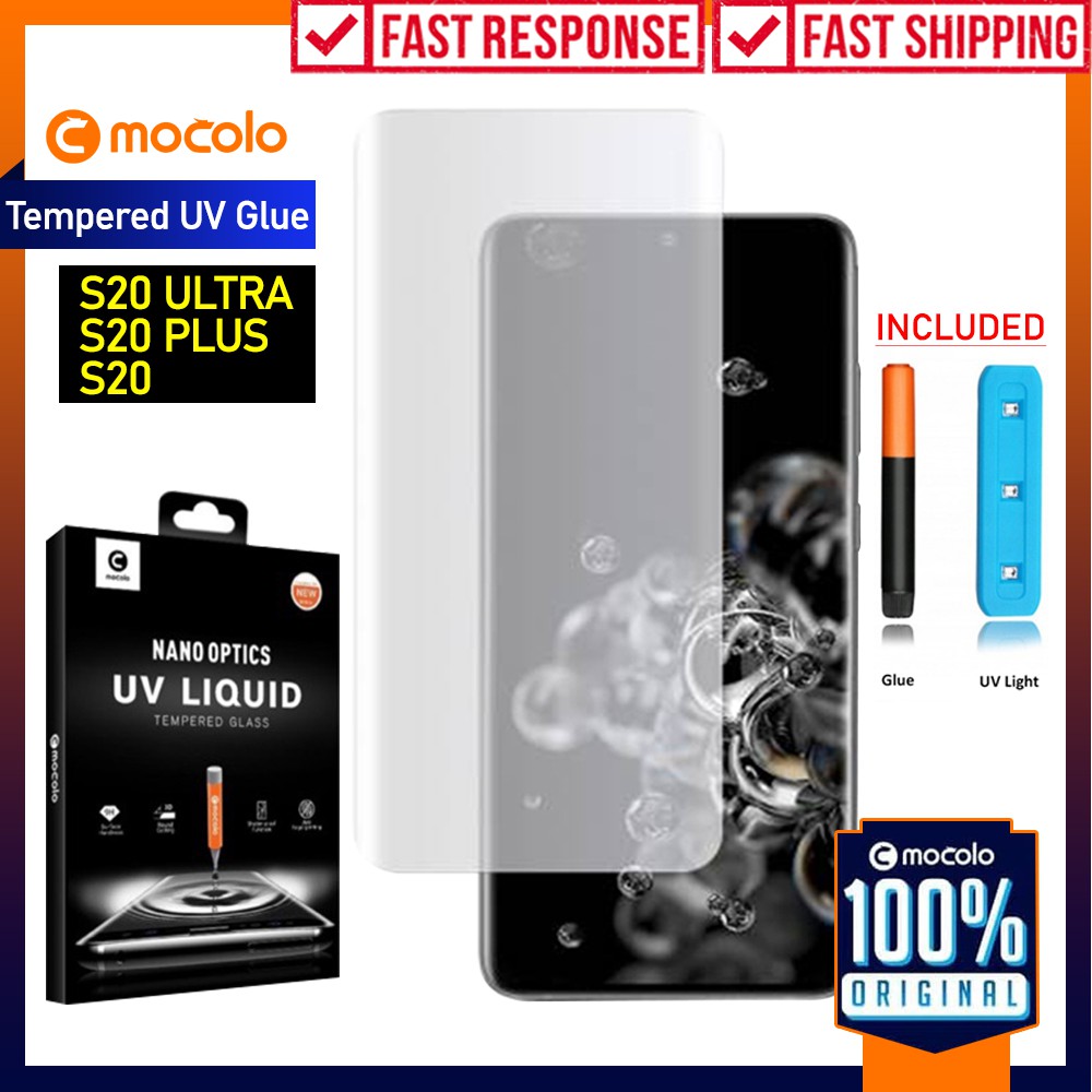 Tempered Glass Samsung Galaxy S20 Ultra / S20 Plus / S20 Mocolo Full Cover UV Glue Nano Liquid