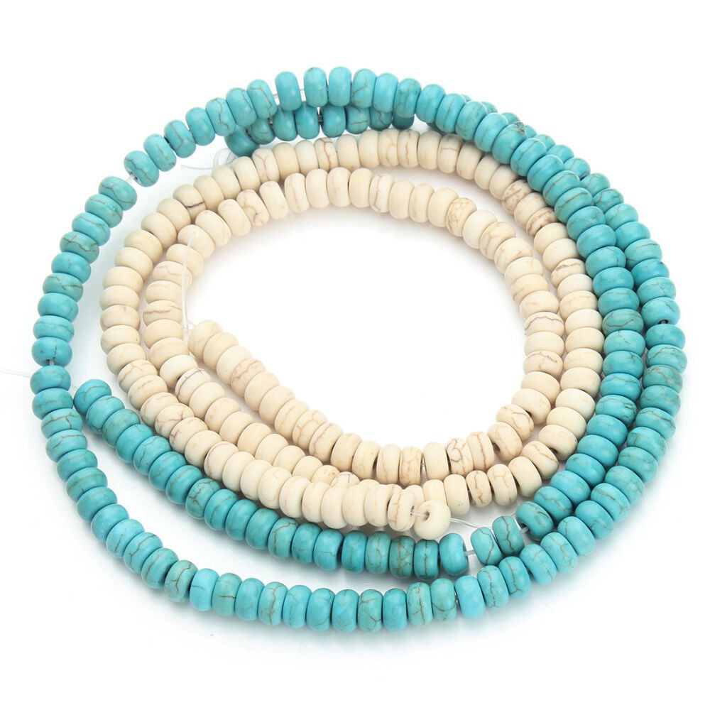 Butir Batu Donat Howlite Turquoise Loose Round Spacer Beads