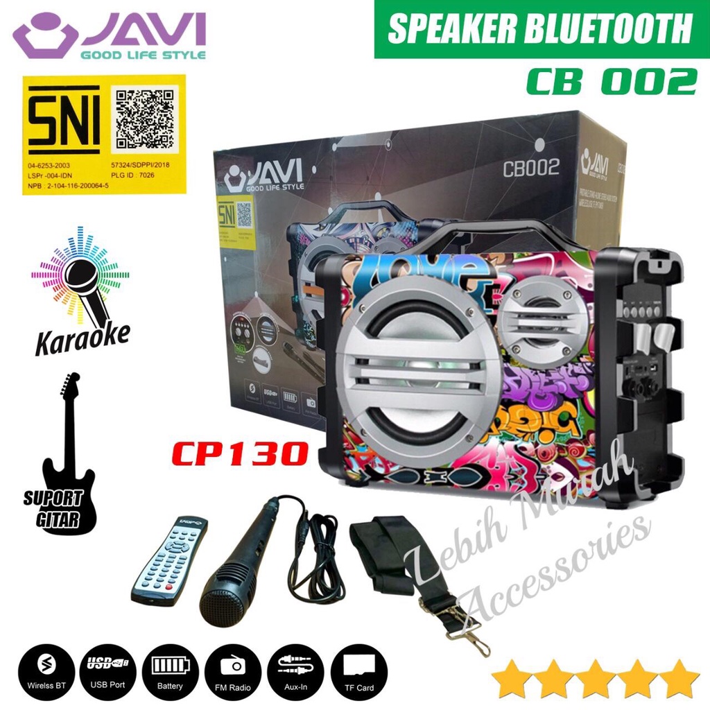 Speaker Bluetooh JAVI CB002 + Mic/Remote Support Input Gitar Speaker Karaoke Speaker Aktif Speaker Gede Speaker Superbass Speaker aktip