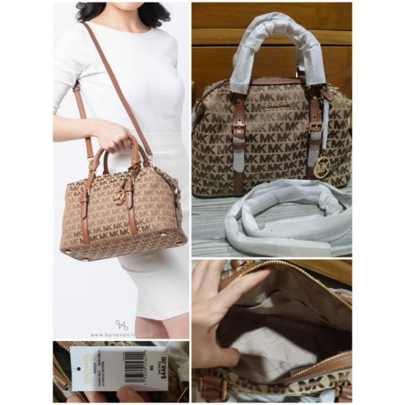 Michael Kors MK Ginger Large Satchel Sign Ebony Luggage 32x20x14cm