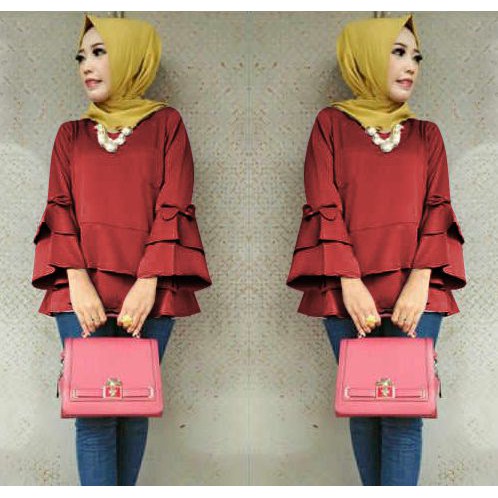 [Blouse Nasya varian warna  SW] blouse wanita wolly crepe TOSCA/ABU/MOCCA/MARON/BROKENWHITE/NAVY