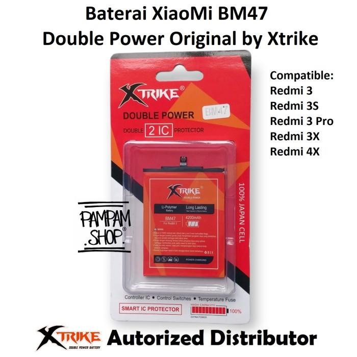 Baterai Xtrike Double Power XiaoMi BM47 Redmi 3 3S Pro 3X 4X Batre Ori