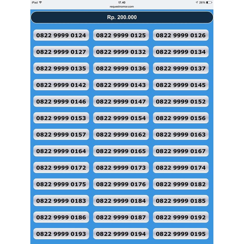 NOMOR CANTIK SIMPATI 0822 9999 XXXX