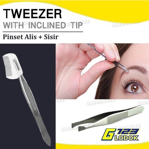 Pinset Cabut Rambut Alis Pasang Bulu Mata Eyebrow Tweezer Stainless