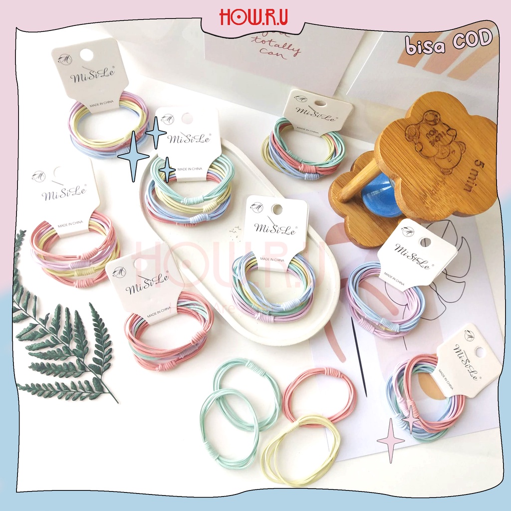 HOW.R.U | Karet Rambut Elastis / Hair Ties Basic Warna Pastel