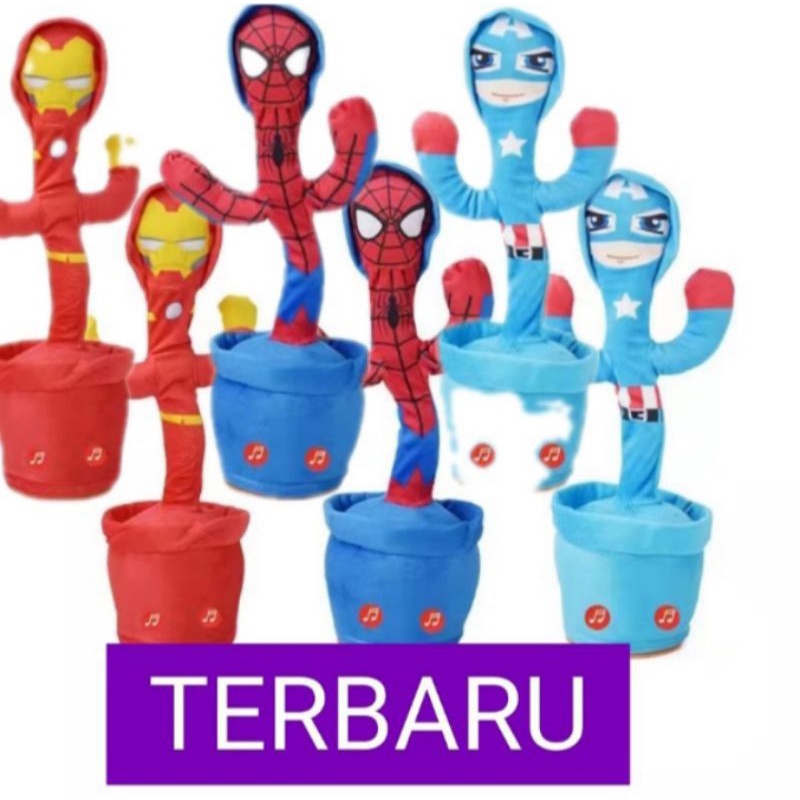 boneka kaktus, boneka capten Amerika. sepider man. iron man terbaru