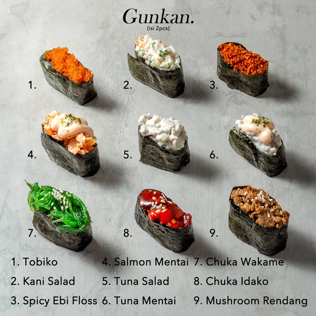 

GUNKAN SUSHI | PERSONAL SIZE SUSHI - ISI 2PCS