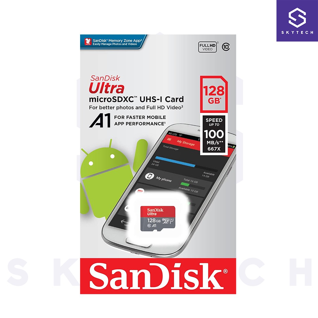 MICRO SD 128GB 100Mb/s SANDISK ULTRA ORIGINAL GARANSI RESMI