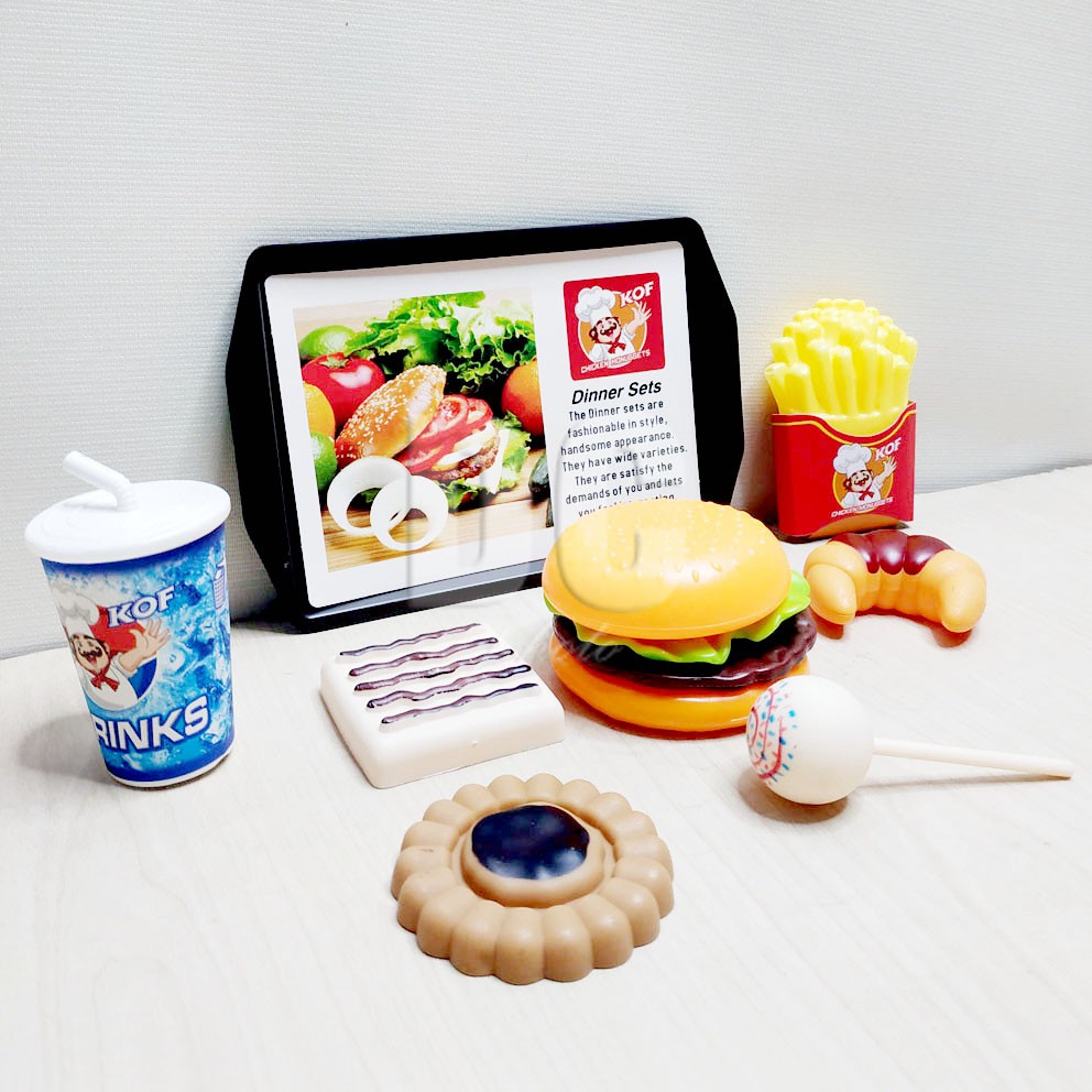 Educational Toys 893-86 Fast Food Mainan Masak-masakan Stacking Burger Cookies Permen Cola Kentang