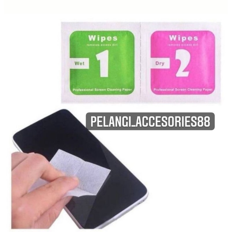 TISU ANTIGORES HP TEMPERED GLASS BASAH DAN KERING 1 ISI 10PCS TISU PEMBERSIH LAYAR HP - PELANGI ACCESORIES88