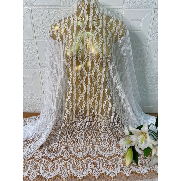 Bakal Kebaya/Brokat Semi Italy Putih 2,5mtr