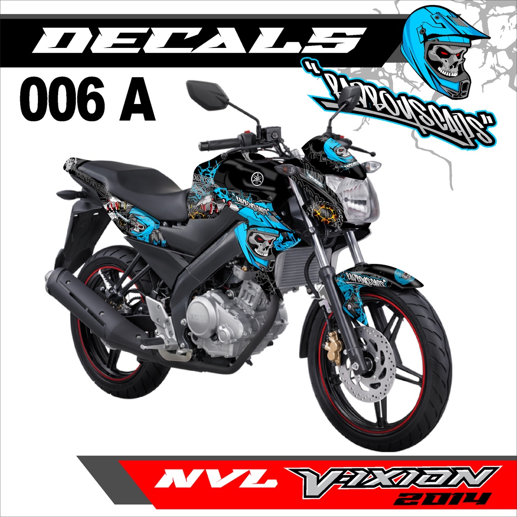 Decal Sticker - Dekal Stiker Yamaha Vixion NVL 2014 Fullbody Design SUPERMOTO SKULL TENGKORAK - 006