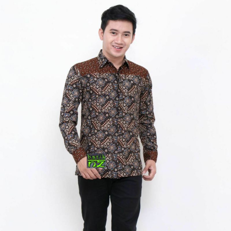 BSWART Batik HRB026 Kenongo Hem Padi Pekalongan M L XL Batik Pria MURAH Modern Grosir