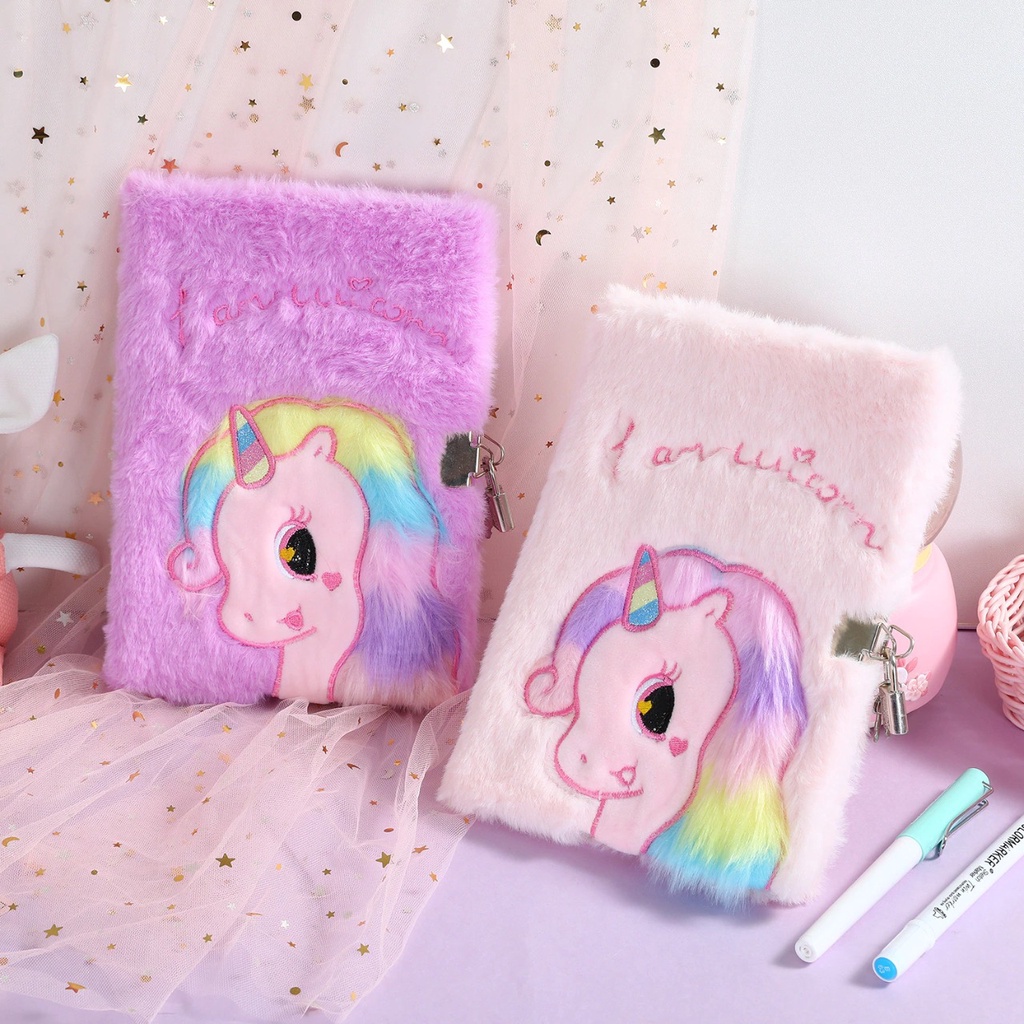 

Buku Gembok Unicorn Bulu Buku Tulis Harian Karakter Unicorn Notebook Kado Ultah anak perempuan