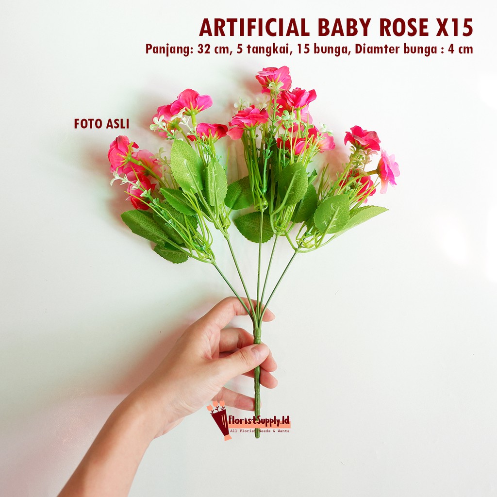 [15 bunga] Artificial Baby Rose X15 / Bunga Mawar Plastik Palsu