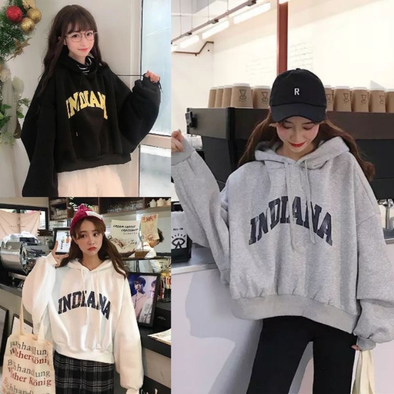 XXL Hoodie Sweater Oversize Crop Indiana LD 130 PJ 50cm - Indiana Crop Oversize Hoodie Sweater - Swe