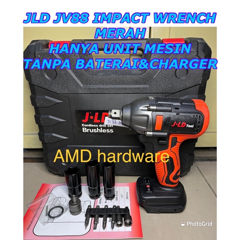 JLD JV88 (UNIT ONLY) MESIN IMPACT WRENCH CORDLESS 350Nm BRUSHLESS Original Bor Buka Baut Mobil Nagaw