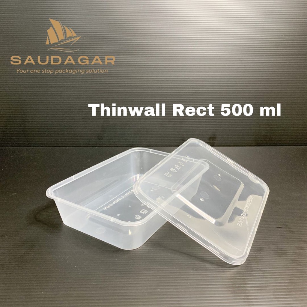 Thinwall persegi panjang 500 ml / Kotak makan plastik rectangular