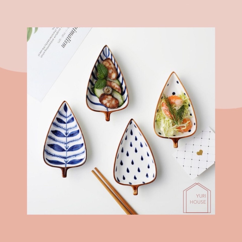 Si-a plate/ aesthetic leaf ceramic sauce plate/ piring keramik daun estetik/ piring daun motif/ piri