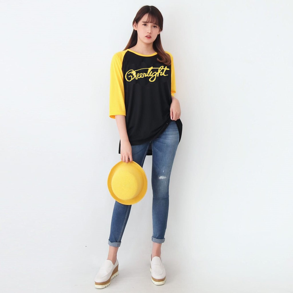 Kaos Raglan warna Hitam dan Kuning | 3 Ukuran L, XL dan XXL